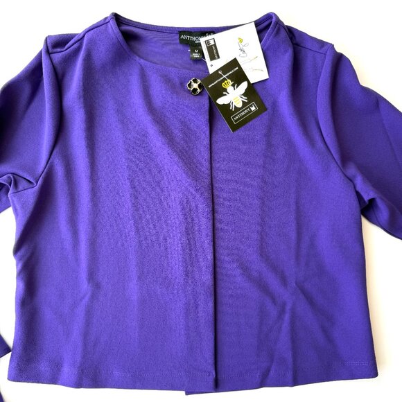 NWT Antthony Originals Purple Ruffle‑Sleeve Cape Jacket M Flowy Open‑Front - Picture 4 of 5